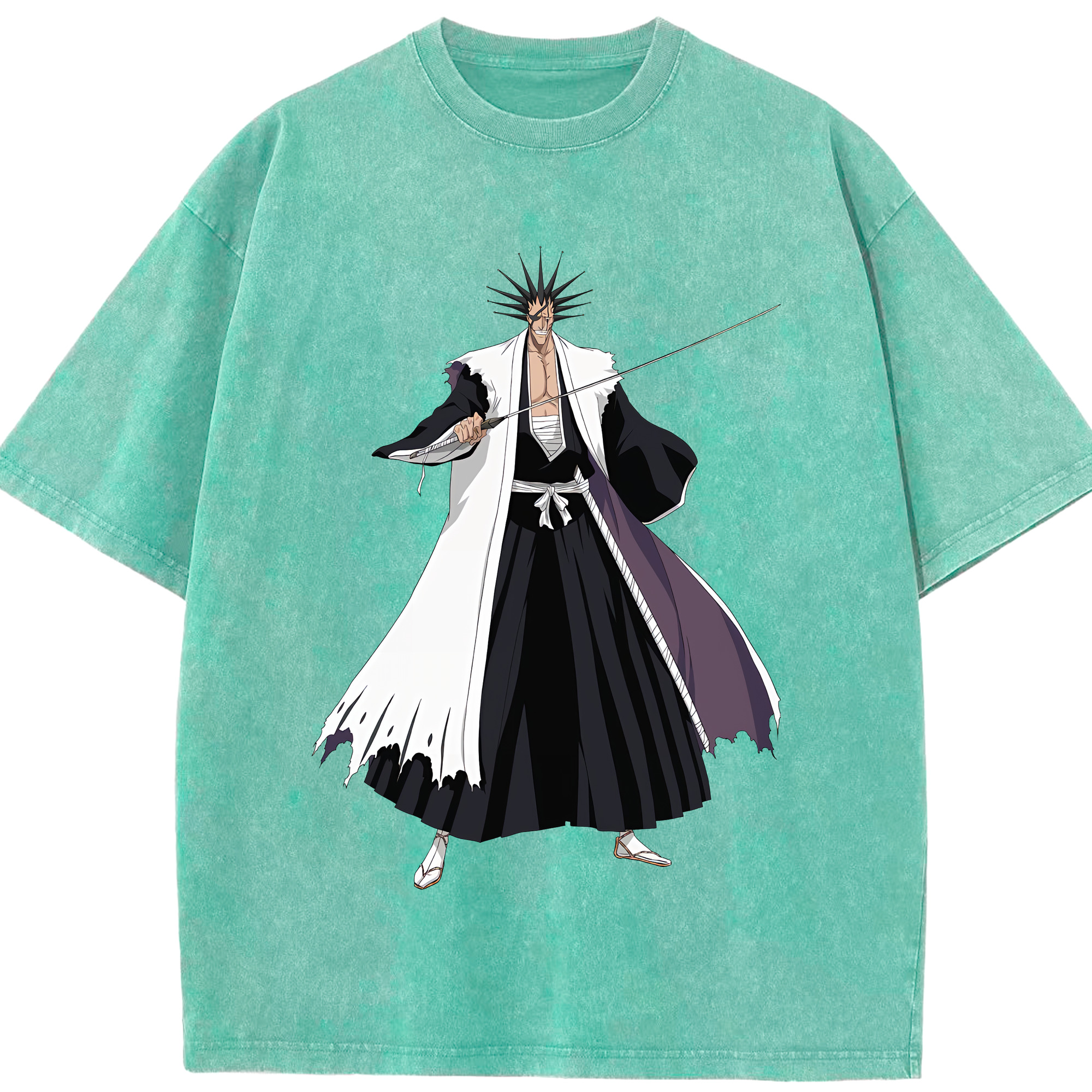 （画像用） ブリーチ ざらき けんぱち BLEACH Zaraki Kenpachi 綿100% ヴィンテージ風 半袖Tシャツ（フロントプリント）